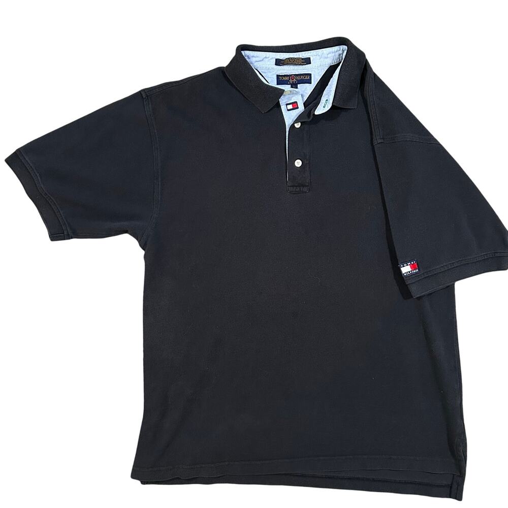 Vintage Tommy Hilfiger Golf Polo Shirt Men’s Large Black Short Sleeve